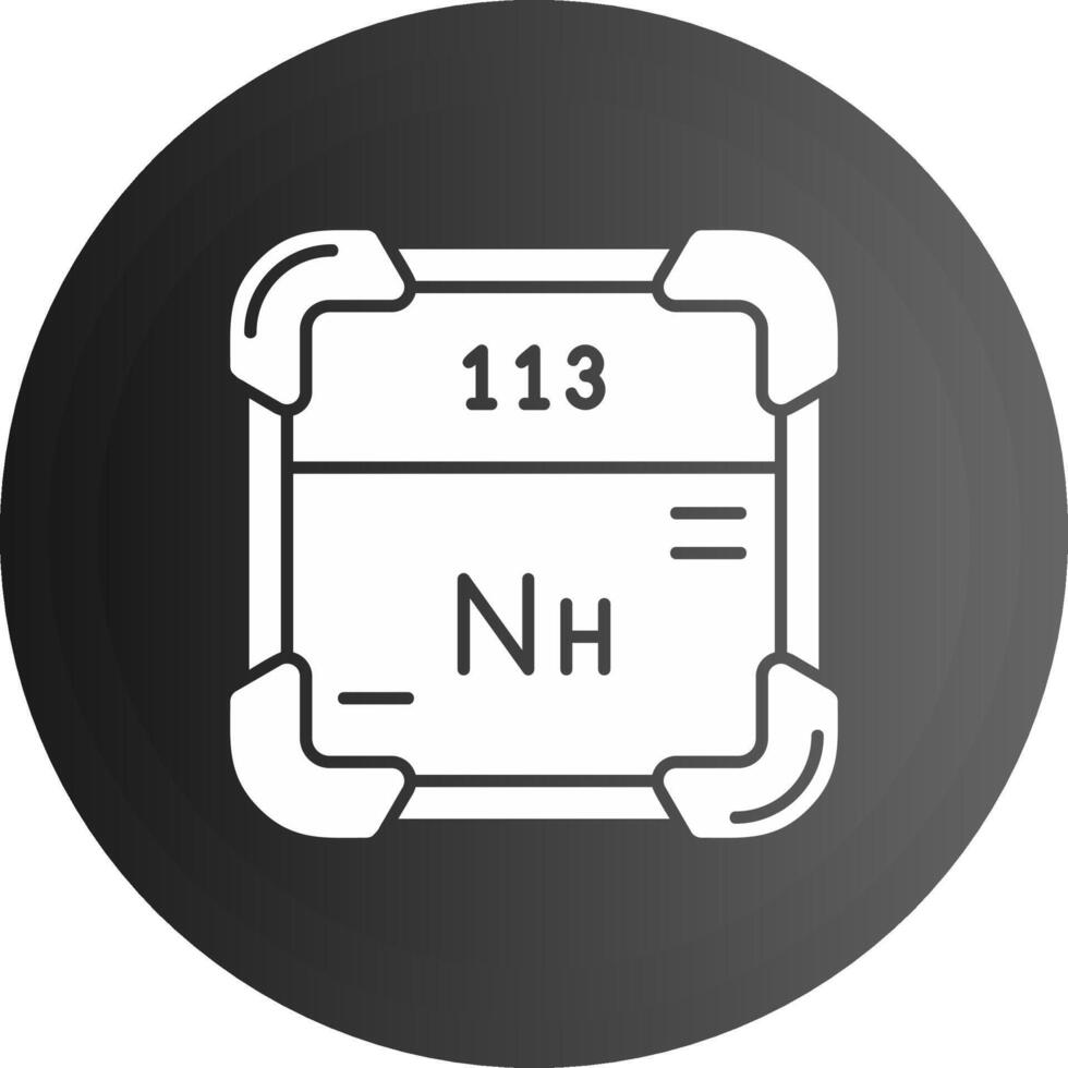 nihonium sólido negro icono vector