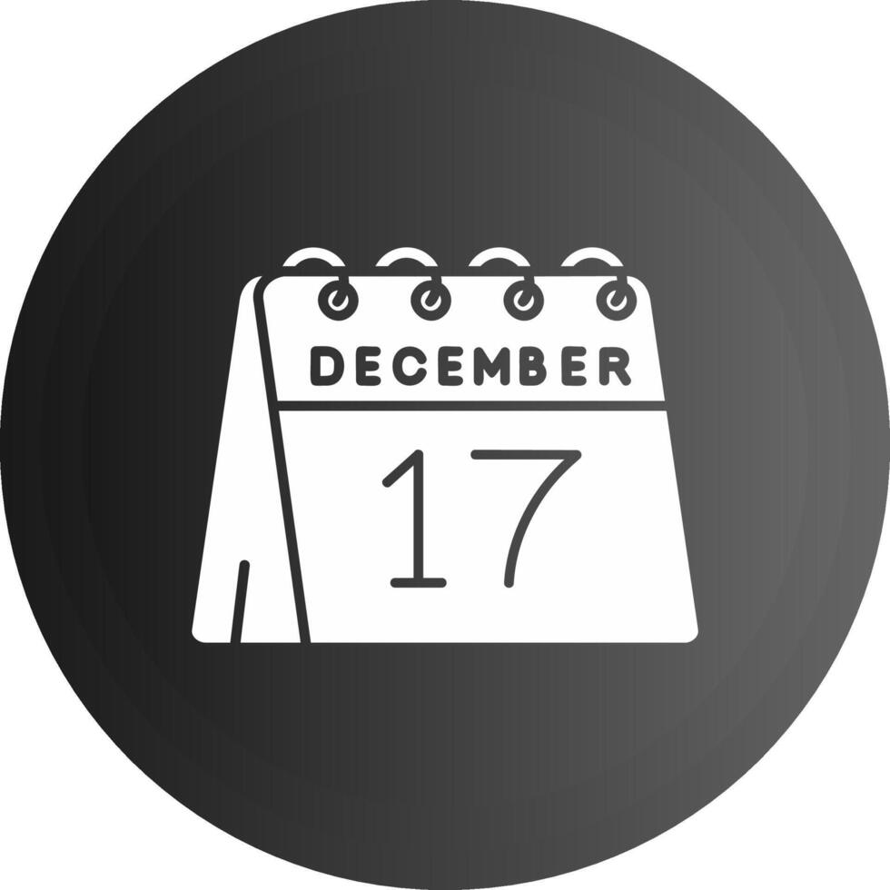 17 de diciembre sólido negro icono vector