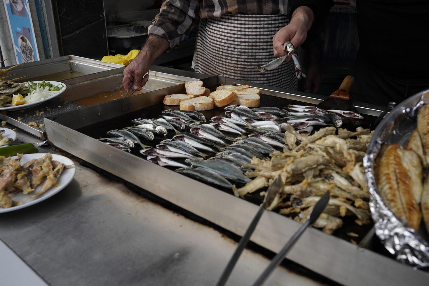 Anadolu Kavagi fresh fish restaurant bosphorus cruise turkey photo