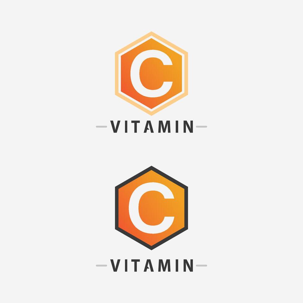 vitamina c logo vector diseño vector icono salud nutrición