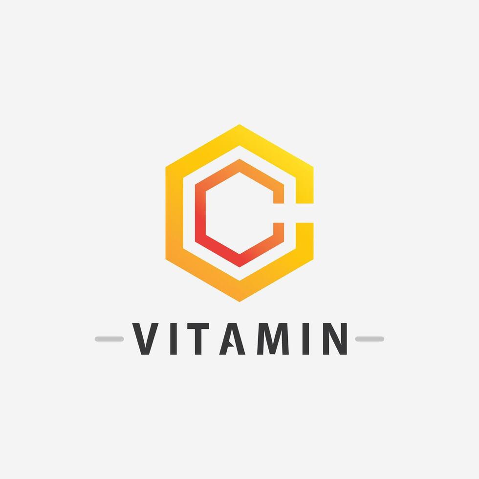 vitamina c logo vector diseño vector icono salud nutrición