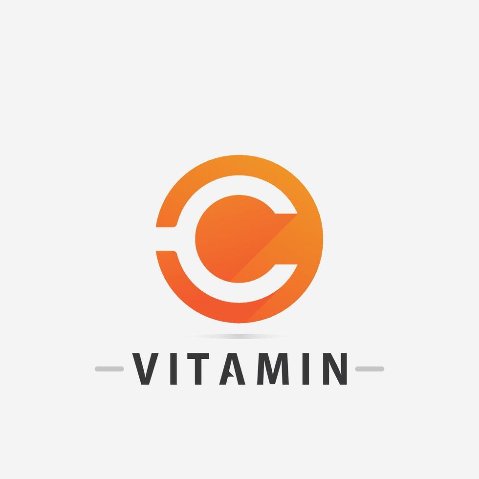 vitamina c logo vector diseño vector icono salud nutrición