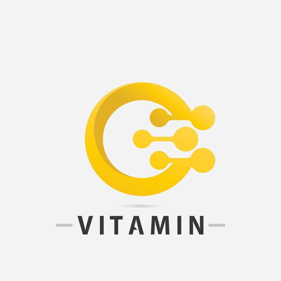 vitamina c logo vector diseño vector icono salud nutrición