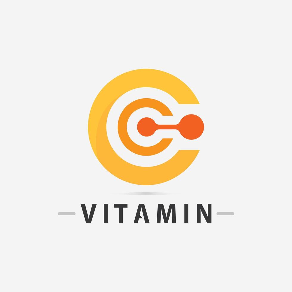 vitamina c logo vector diseño vector icono salud nutrición