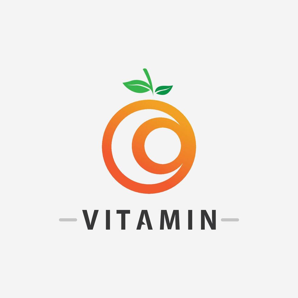 vitamin c logo vector design vector icon health nutrition