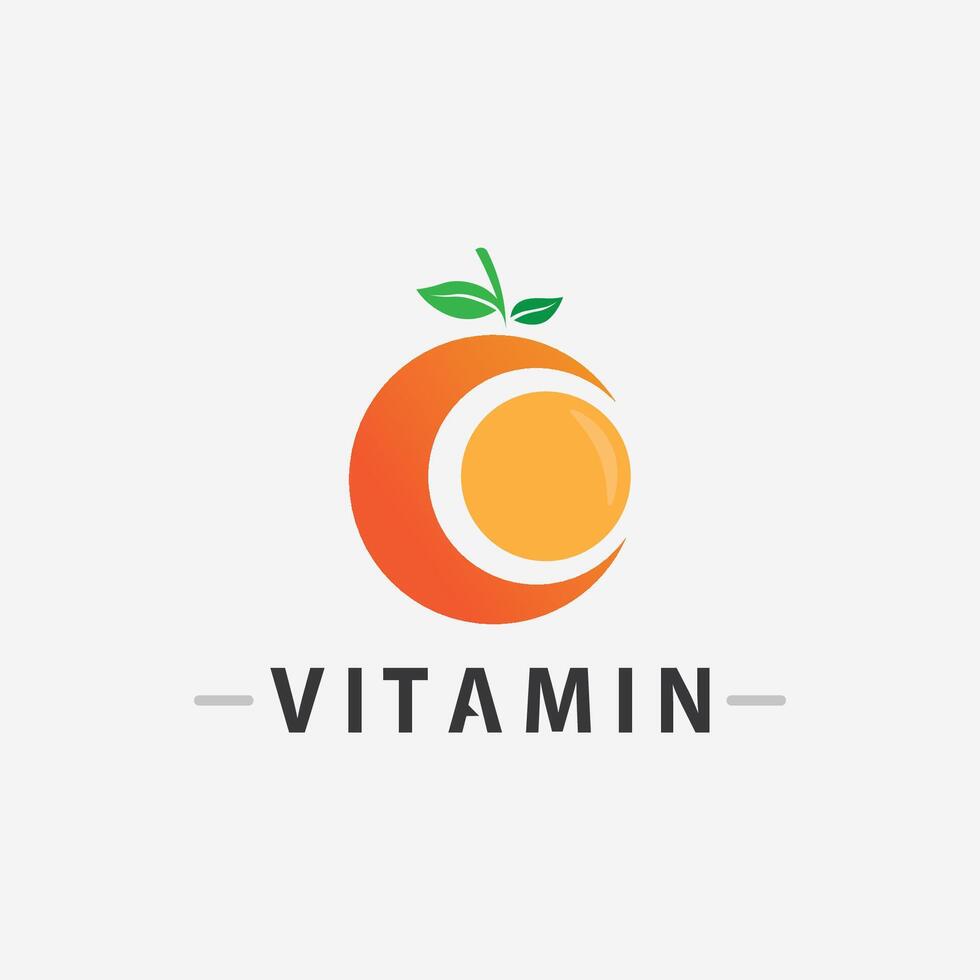 vitamina c logo vector diseño vector icono salud nutrición