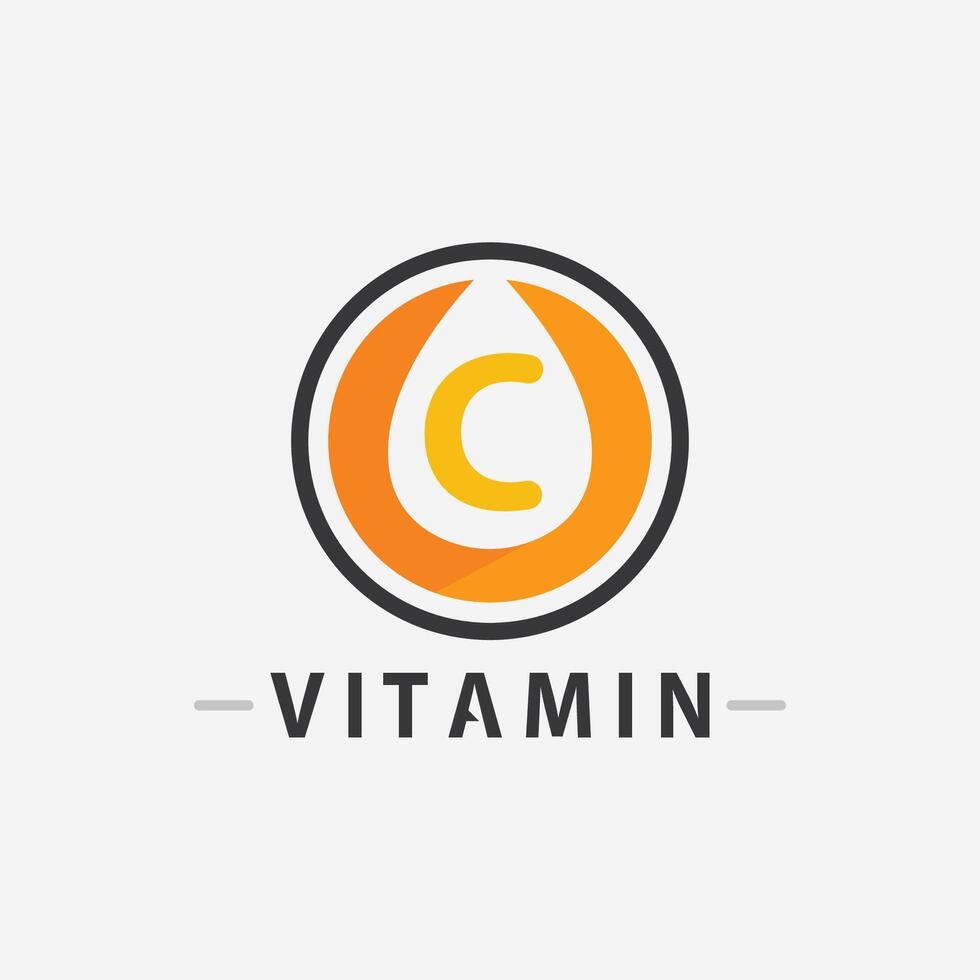 vitamina c logo vector diseño vector icono salud nutrición