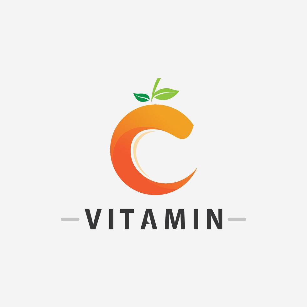 vitamina c logo vector diseño vector icono salud nutrición