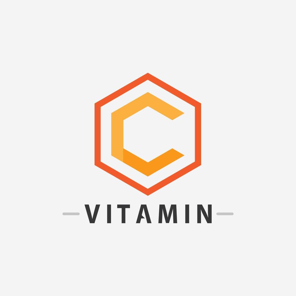 vitamina c logo vector diseño vector icono salud nutrición