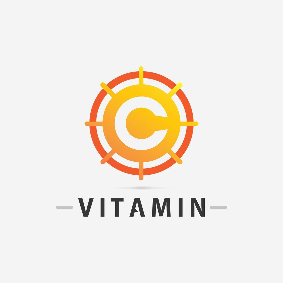 vitamina c logo vector diseño vector icono salud nutrición