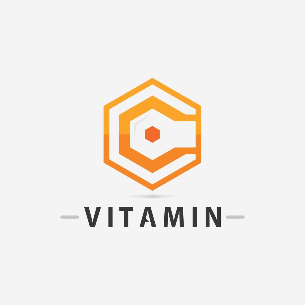 vitamina c logo vector diseño vector icono salud nutrición