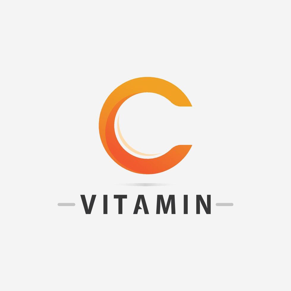 vitamina c logo vector diseño vector icono salud nutrición