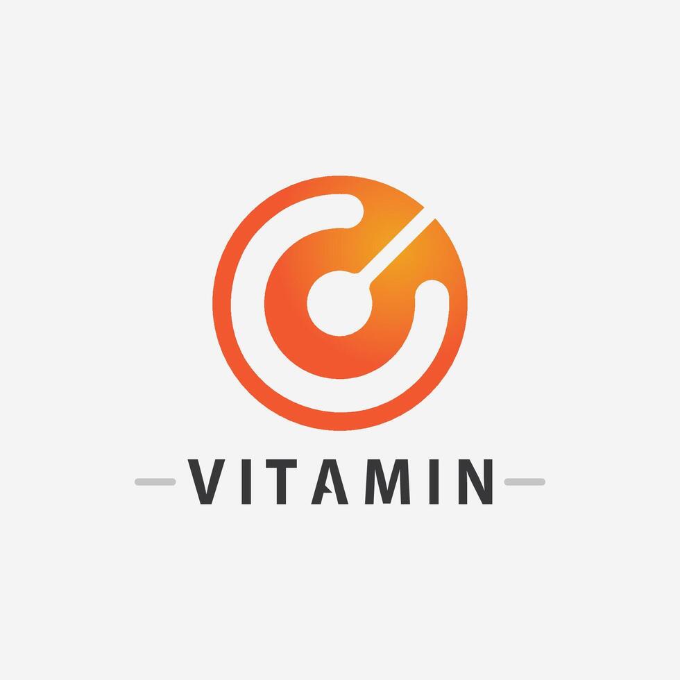 vitamina c logo vector diseño vector icono salud nutrición