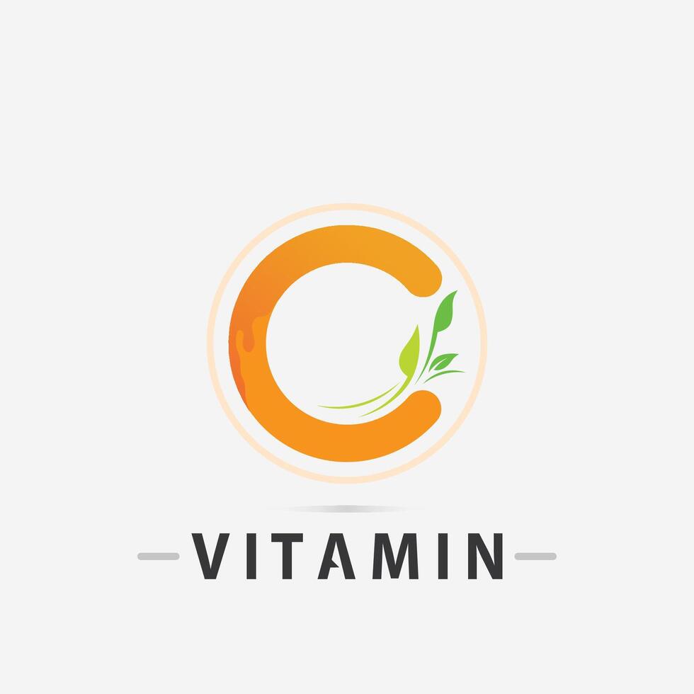 vitamina c logo vector diseño vector icono salud nutrición