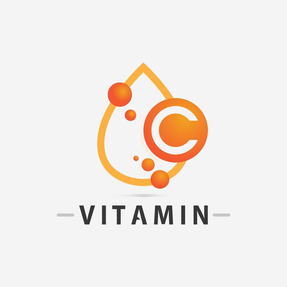 vitamina c logo vector diseño vector icono salud nutrición