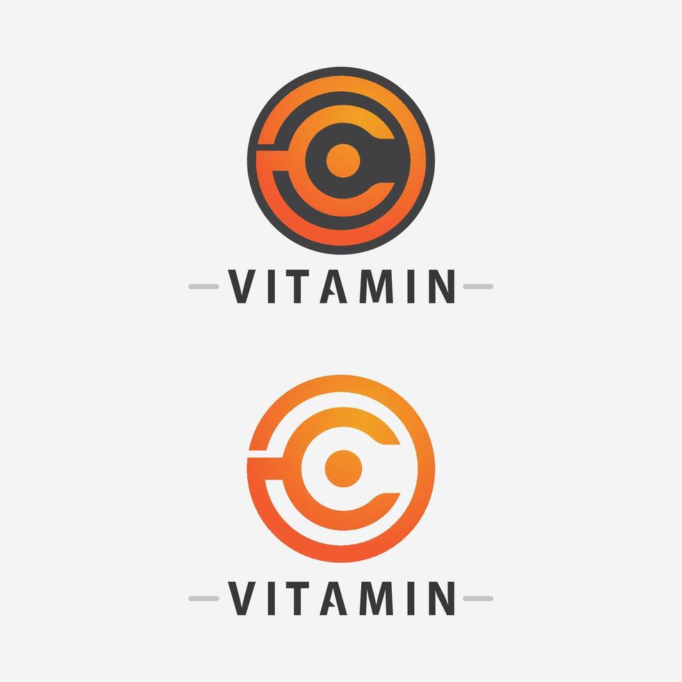 vitamina c logo vector diseño vector icono salud nutrición