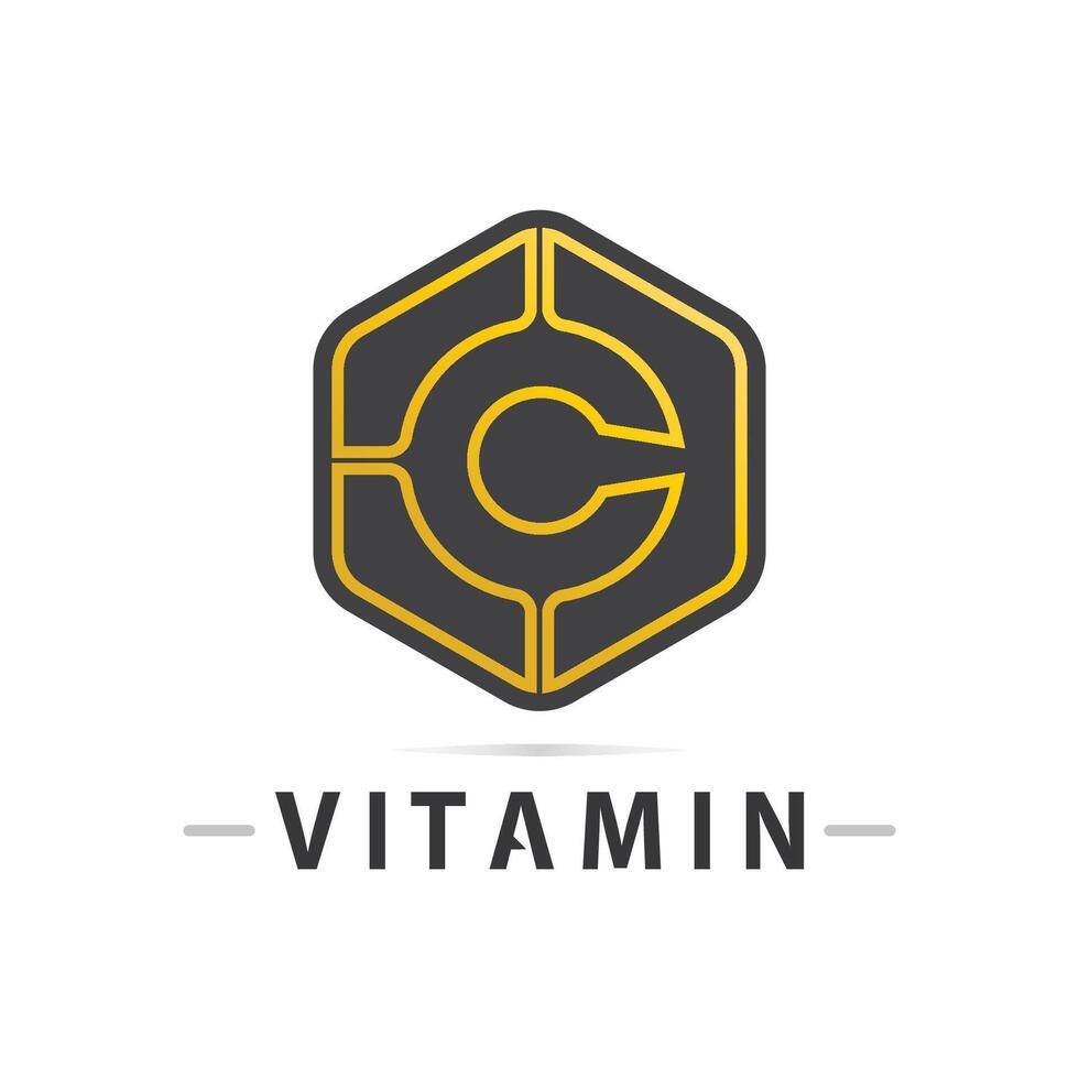 vitamina c logo vector diseño vector icono salud nutrición