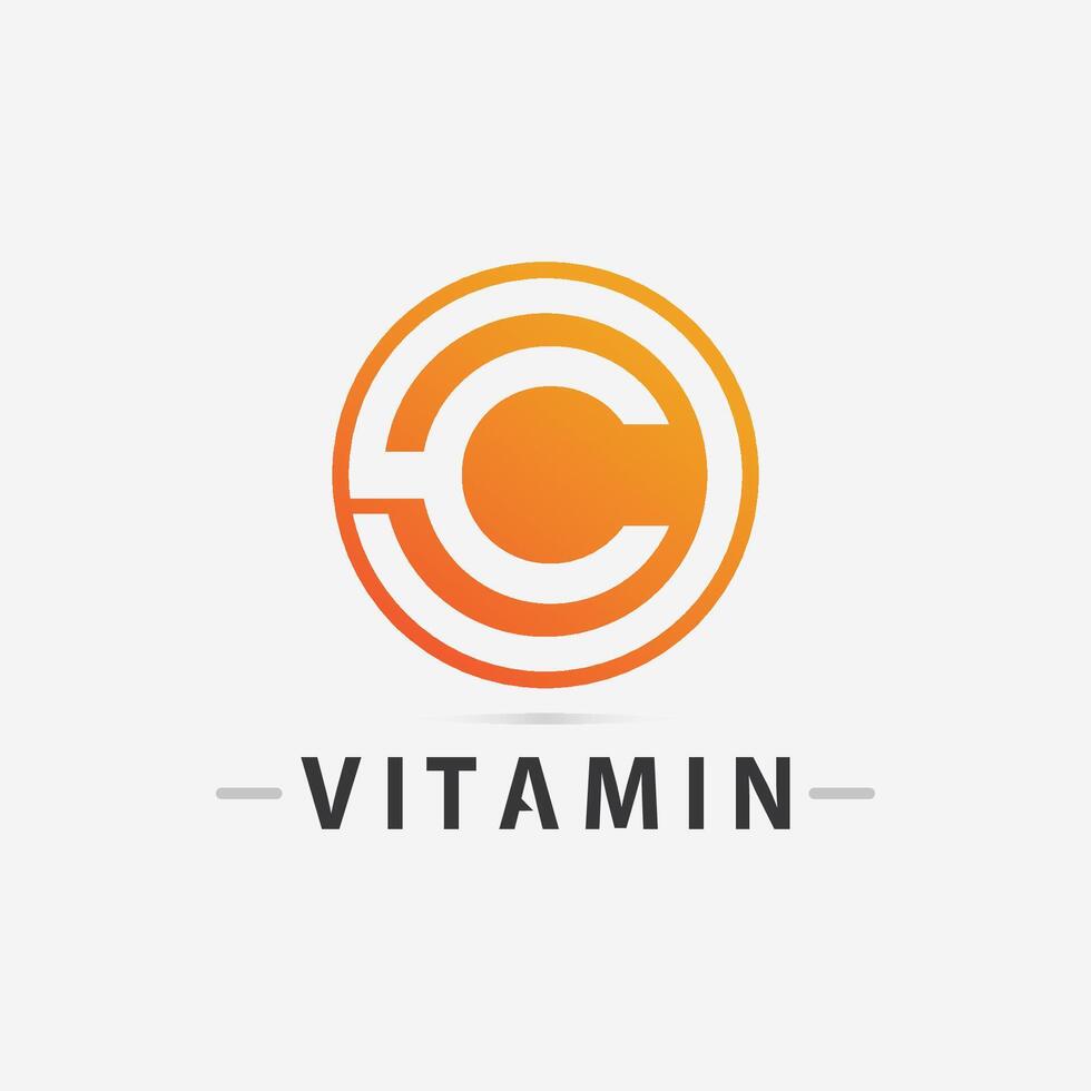 vitamina c logo vector diseño vector icono salud nutrición