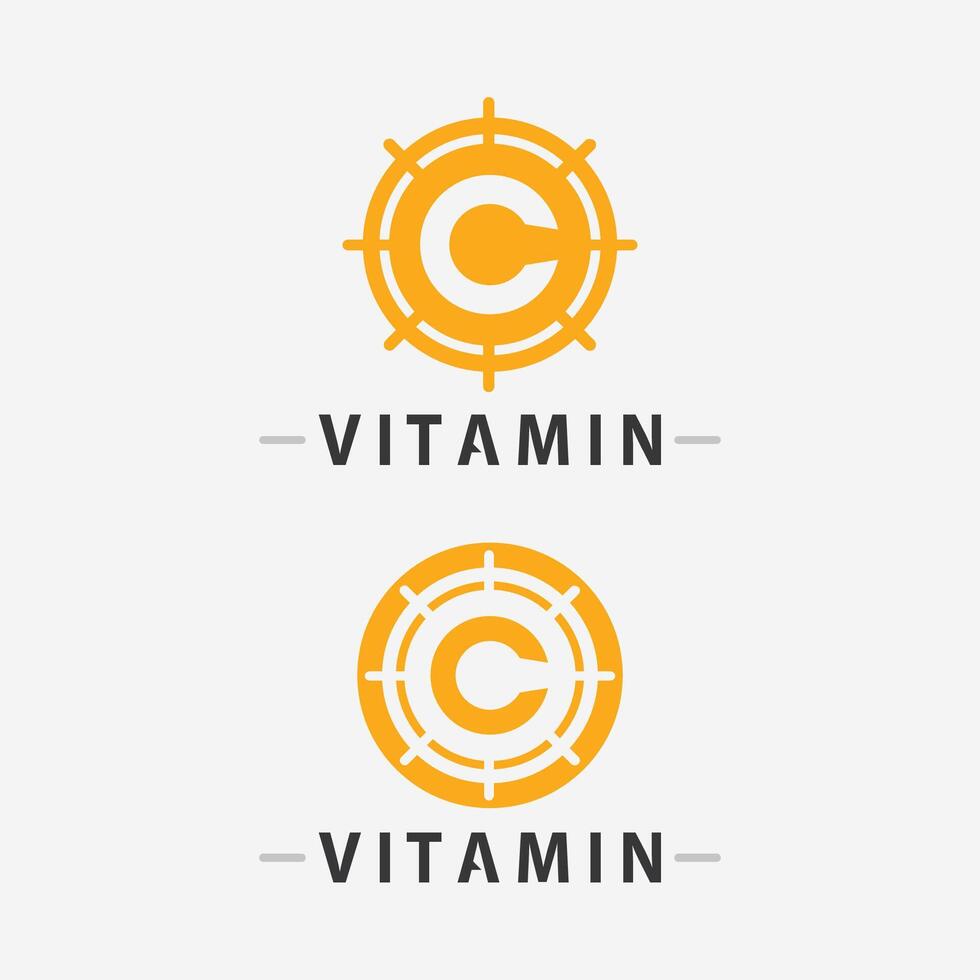 vitamina c logo vector diseño vector icono salud nutrición