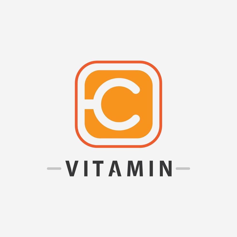 vitamina c logo vector diseño vector icono salud nutrición