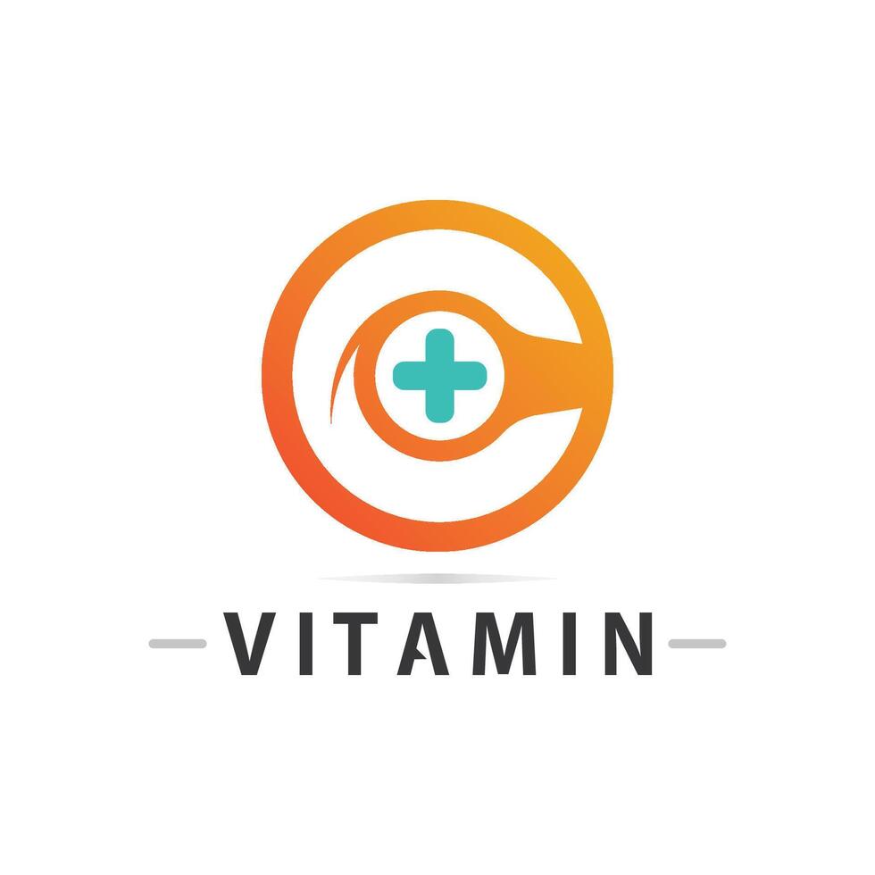 vitamina c logo vector diseño vector icono salud nutrición