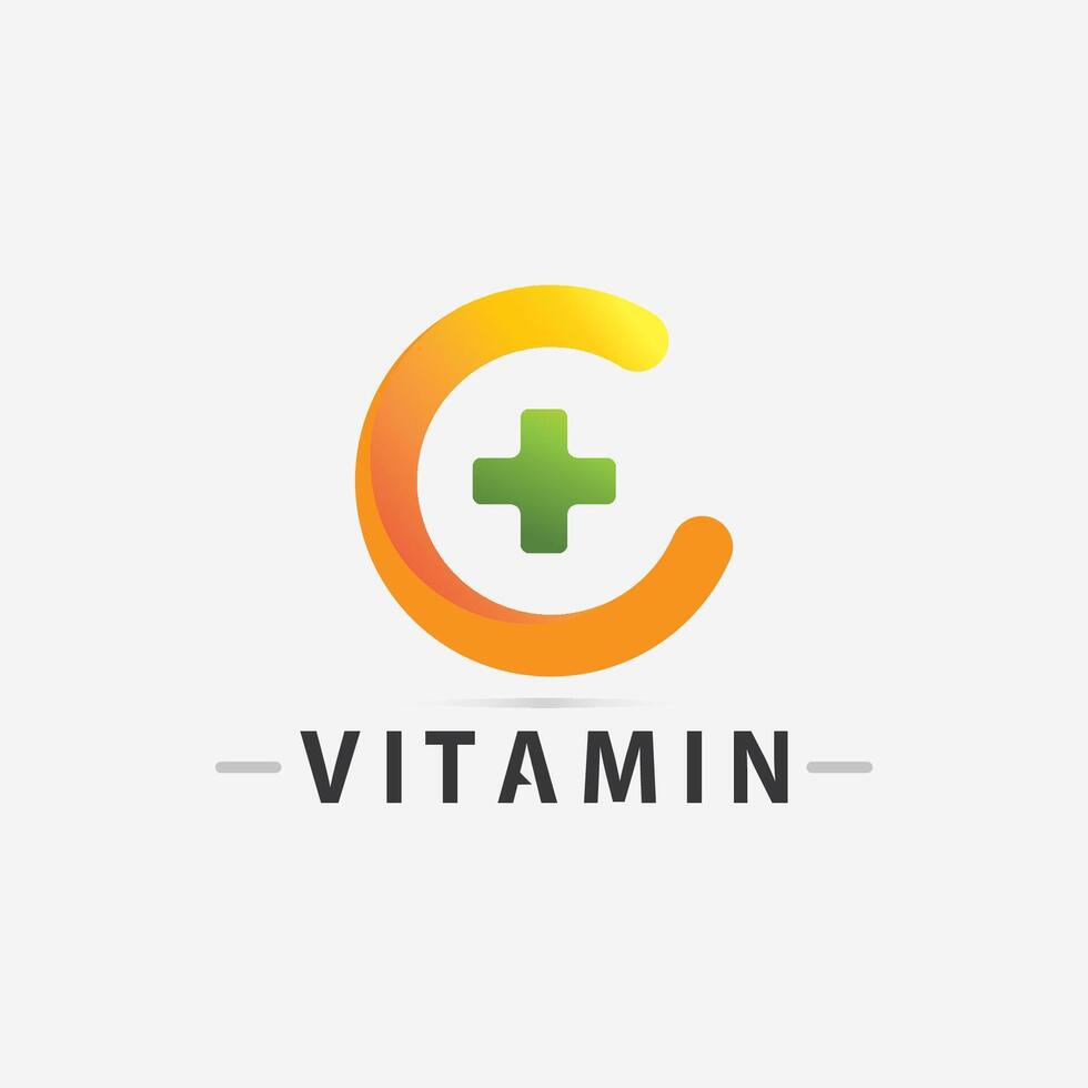 vitamina c logo vector diseño vector icono salud nutrición