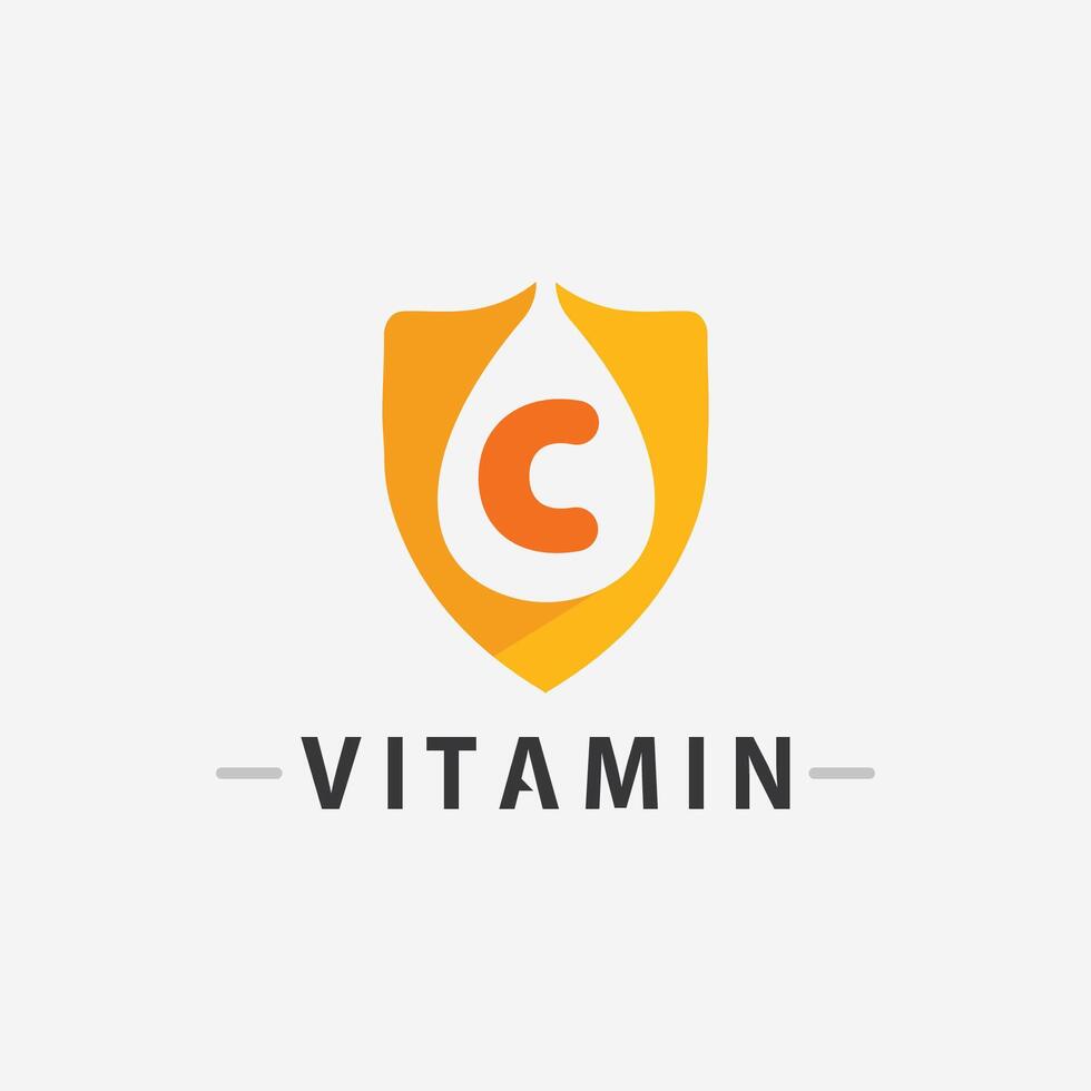 vitamina c logo vector diseño vector icono salud nutrición