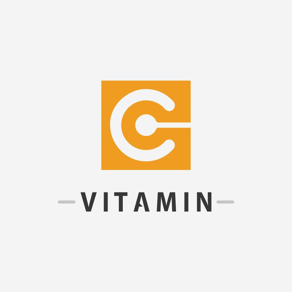 vitamina c logo vector diseño vector icono salud nutrición