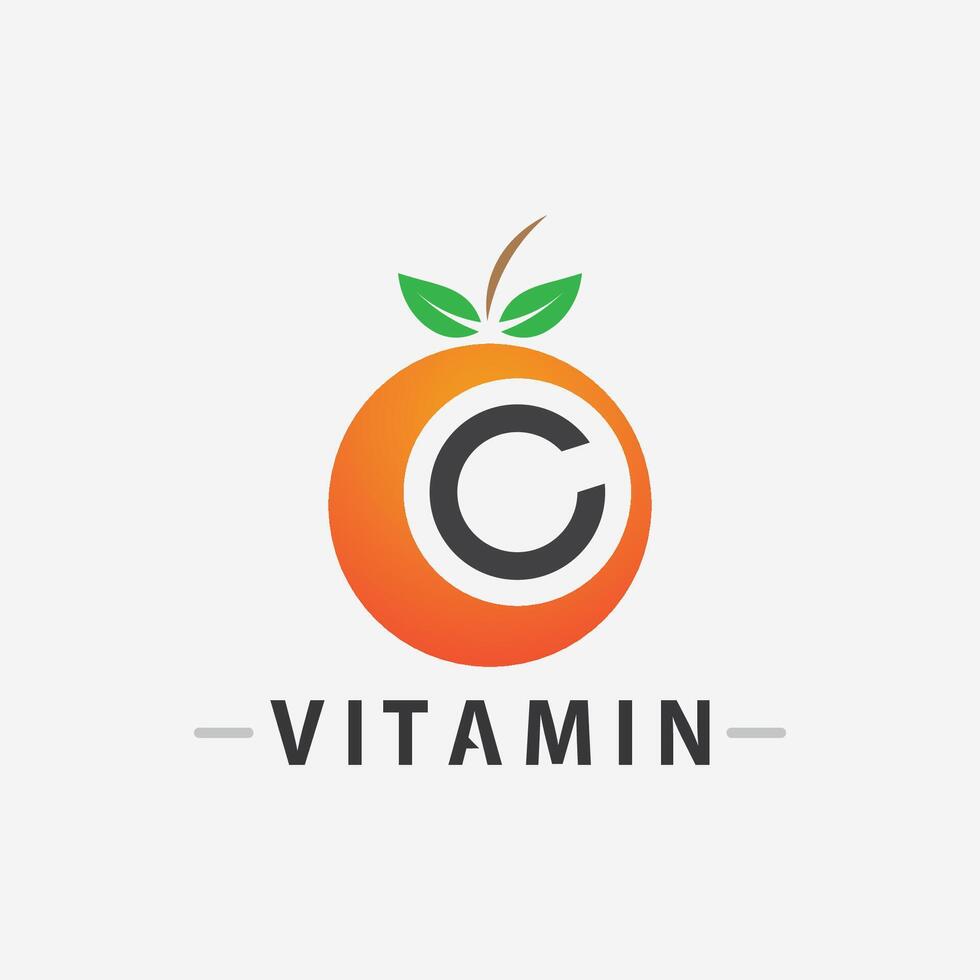 vitamina c logo vector diseño vector icono salud nutrición