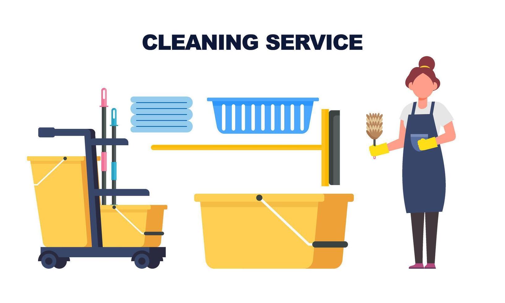 Cleaning service equipment clean worker character concept vector