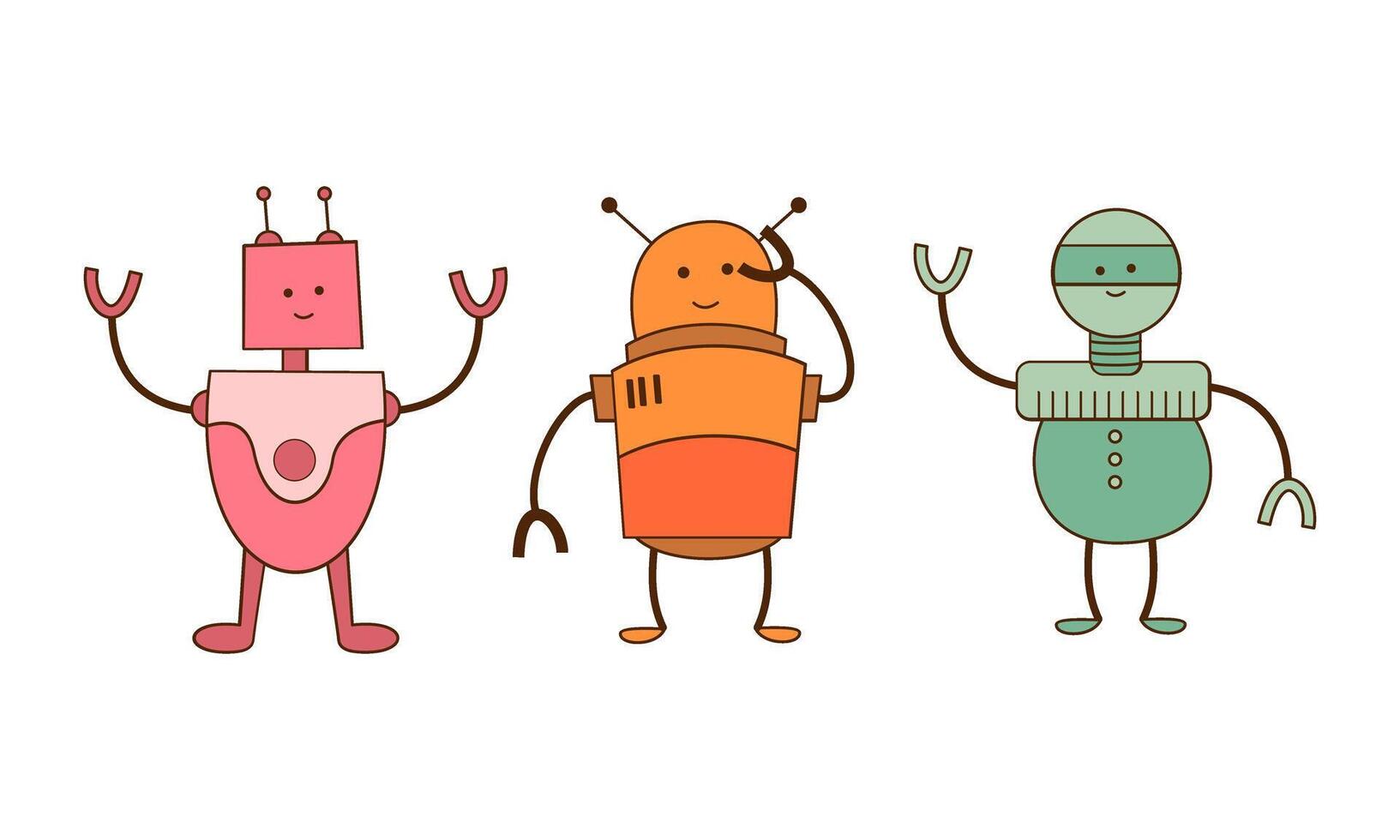 Set of cartoon robots vector illustration