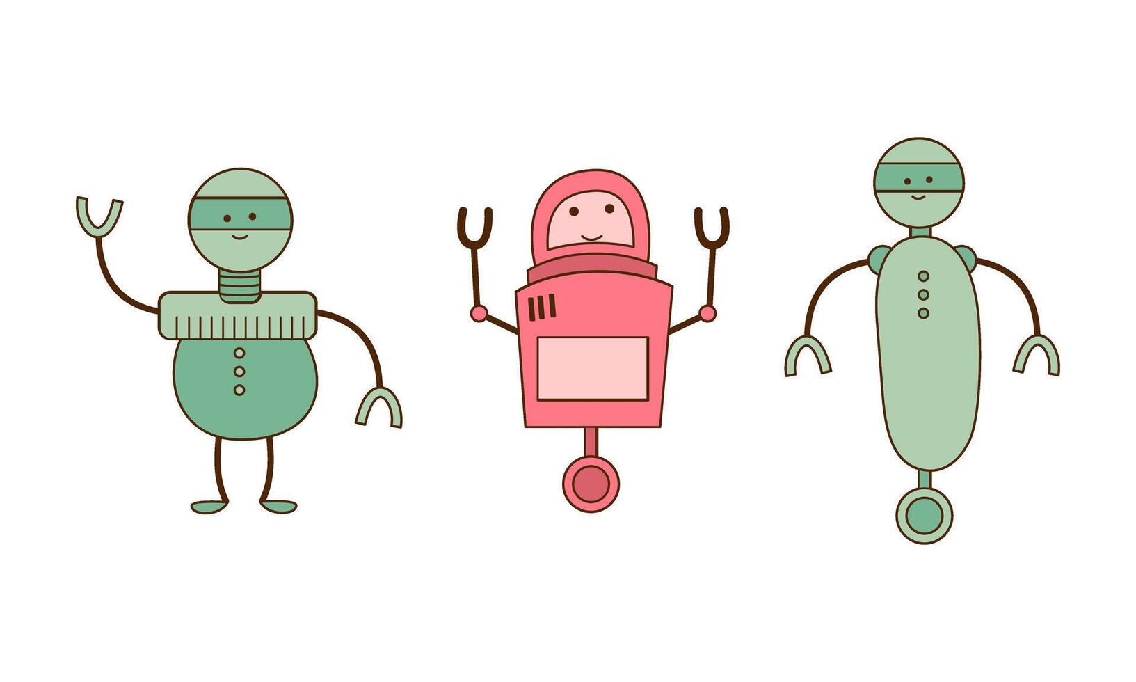 Set of cartoon robots vector illustration