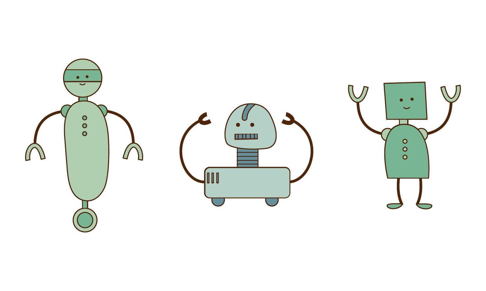 Set of cartoon robots vector illustration