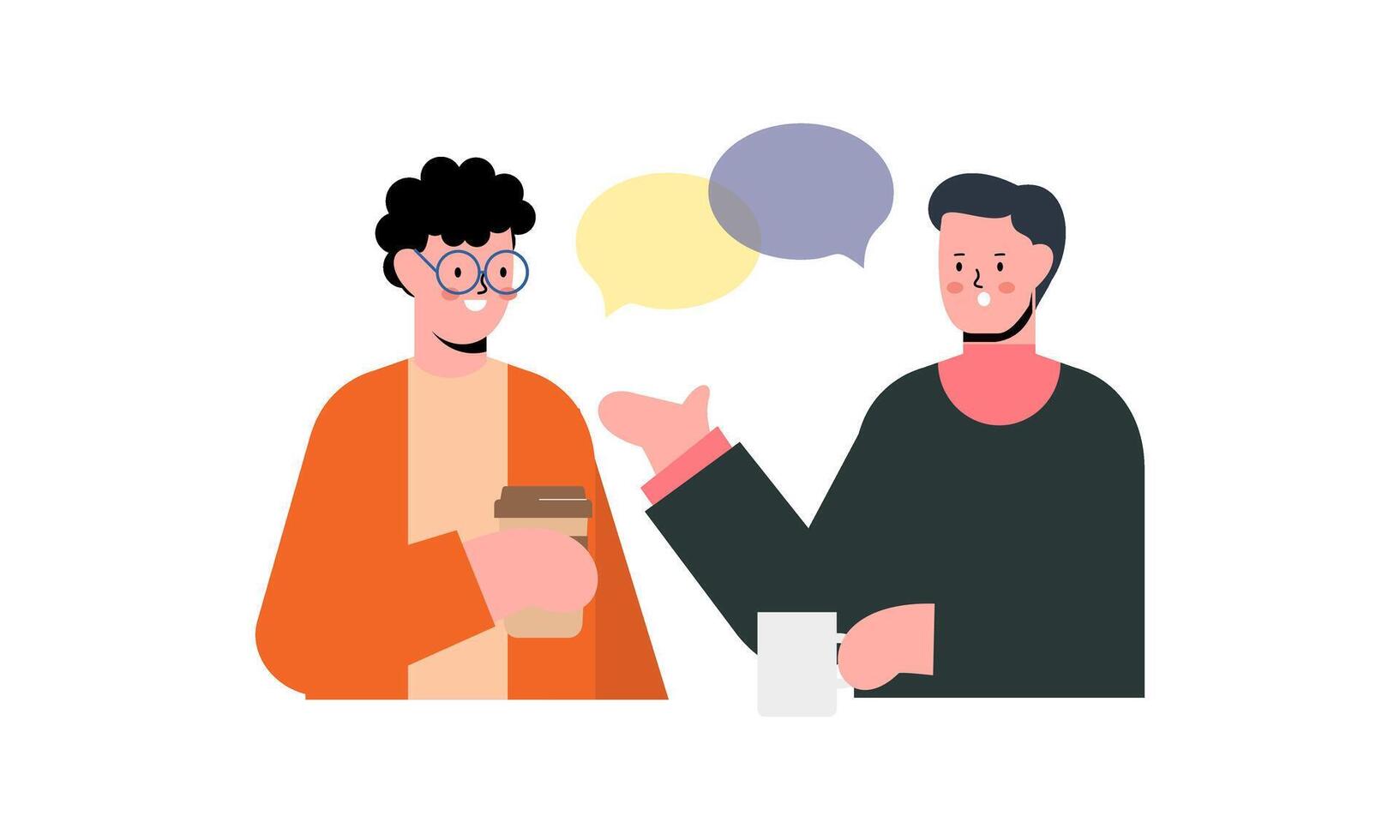 Two man talking. Meeting of friends or colleagues illustration vector