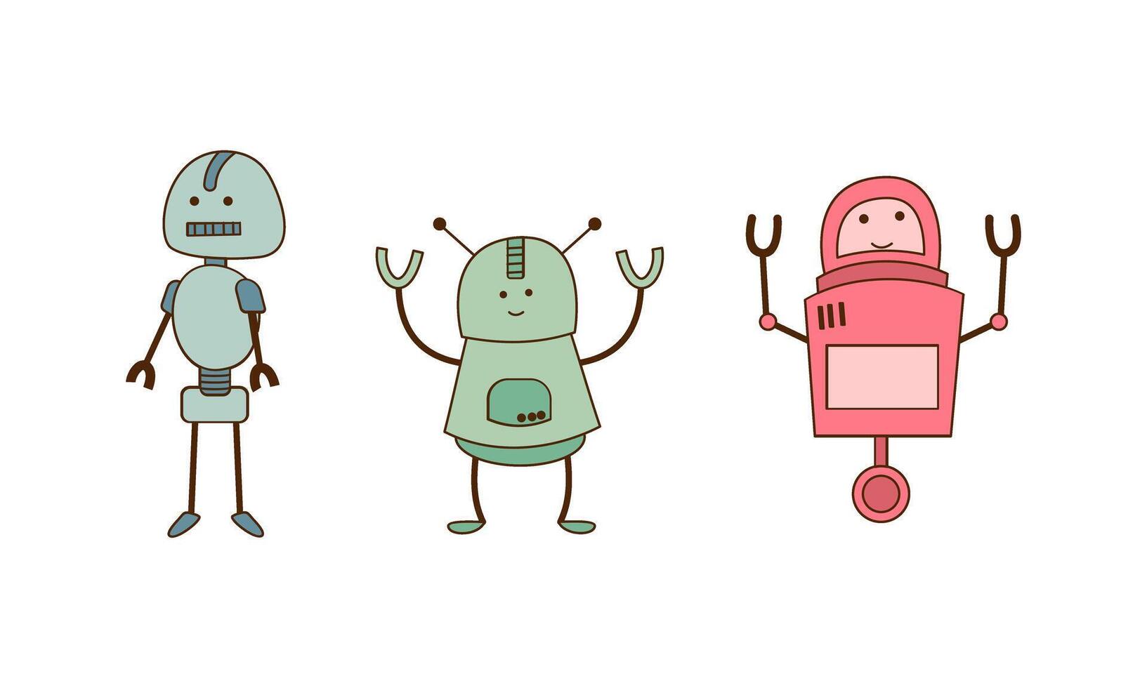 Set of cartoon robots vector illustration