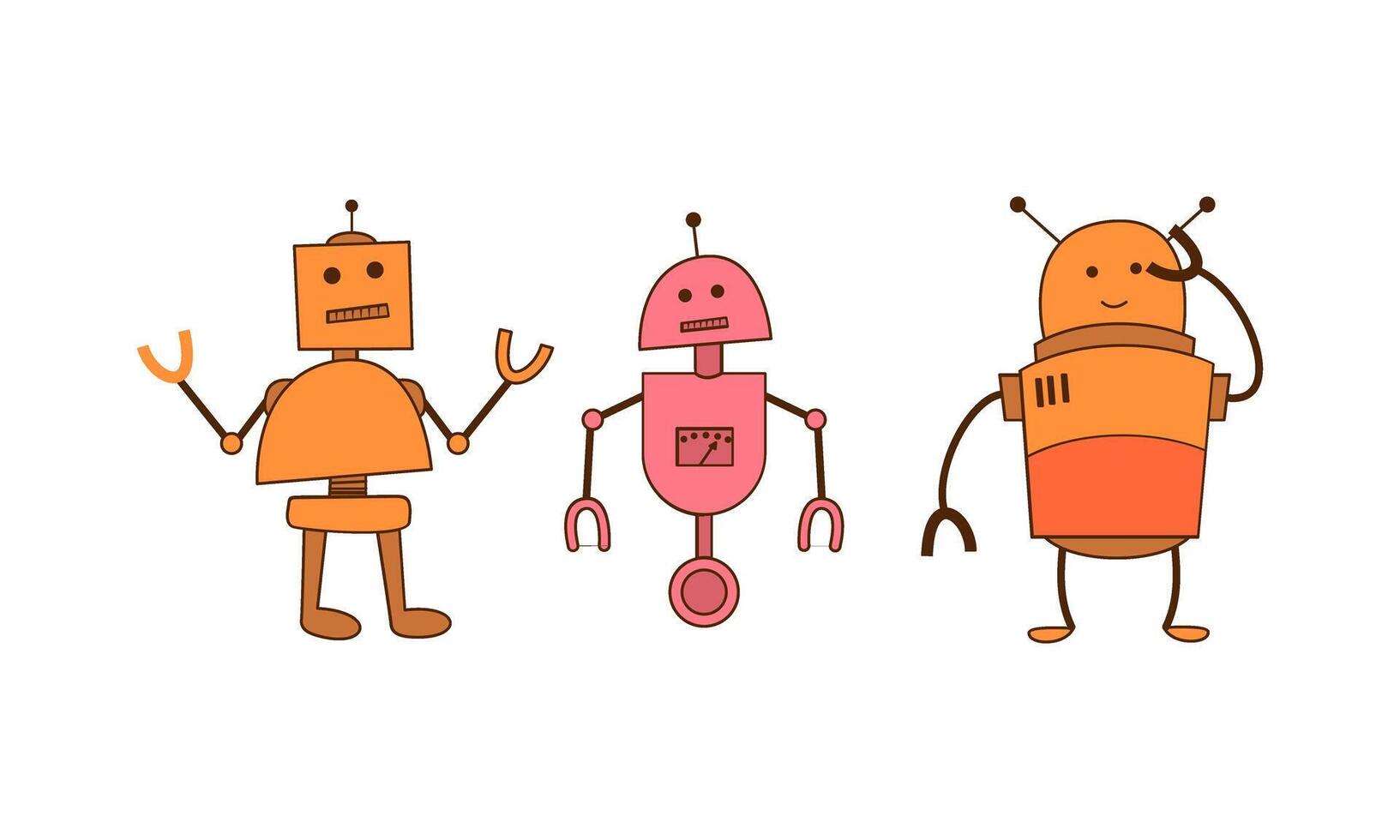 conjunto de dibujos animados robots vector ilustración