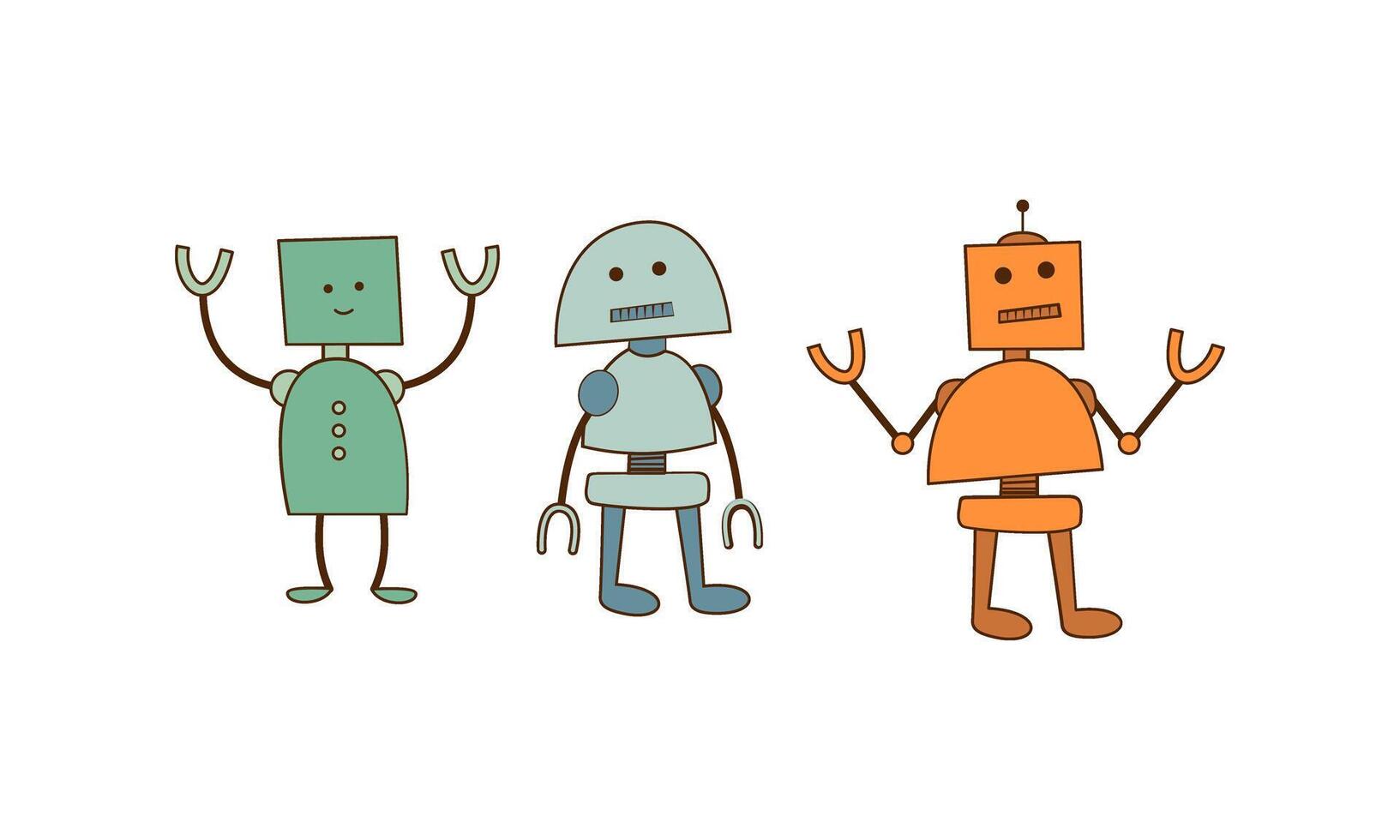 conjunto de dibujos animados robots vector ilustración