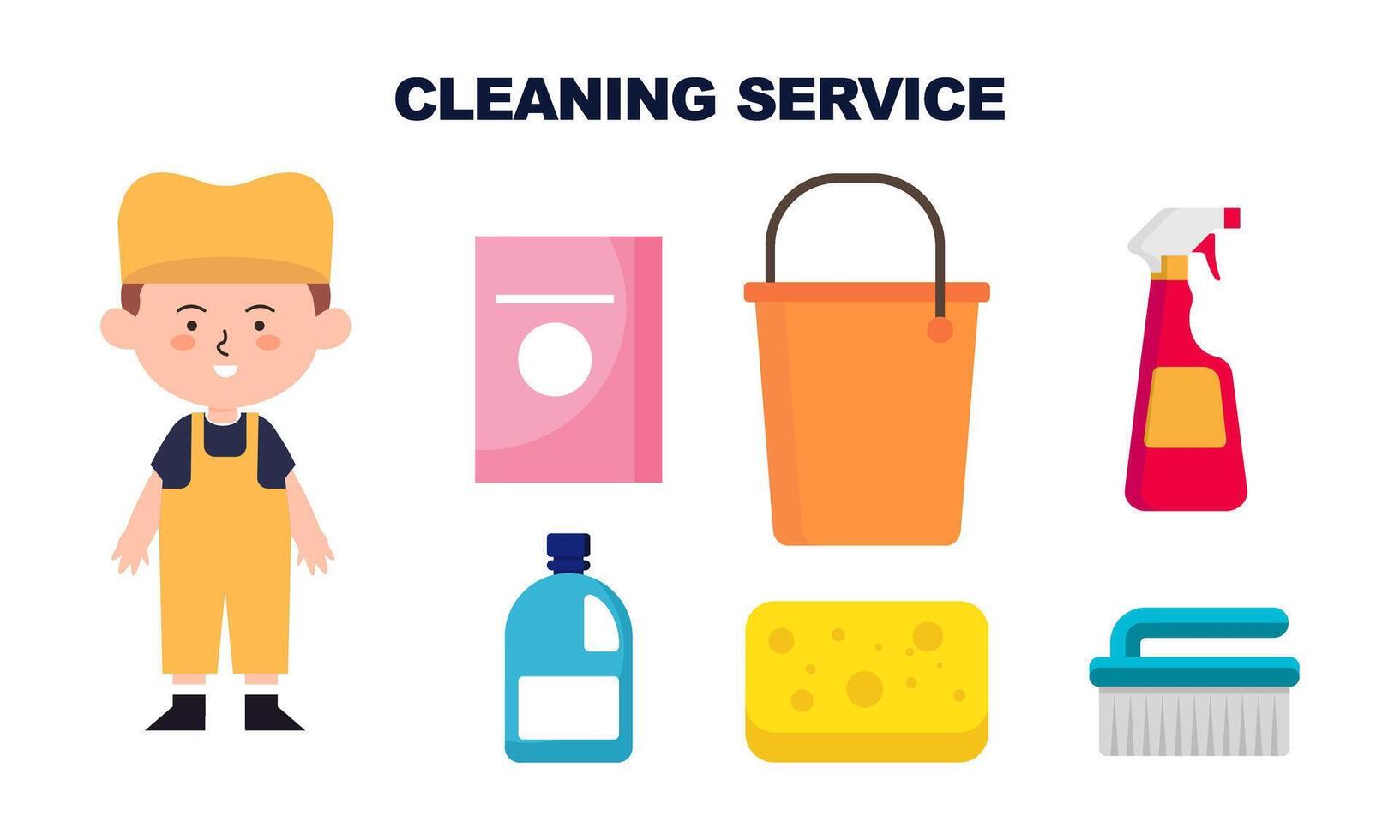 Cleaning service equipment clean worker character concept vector