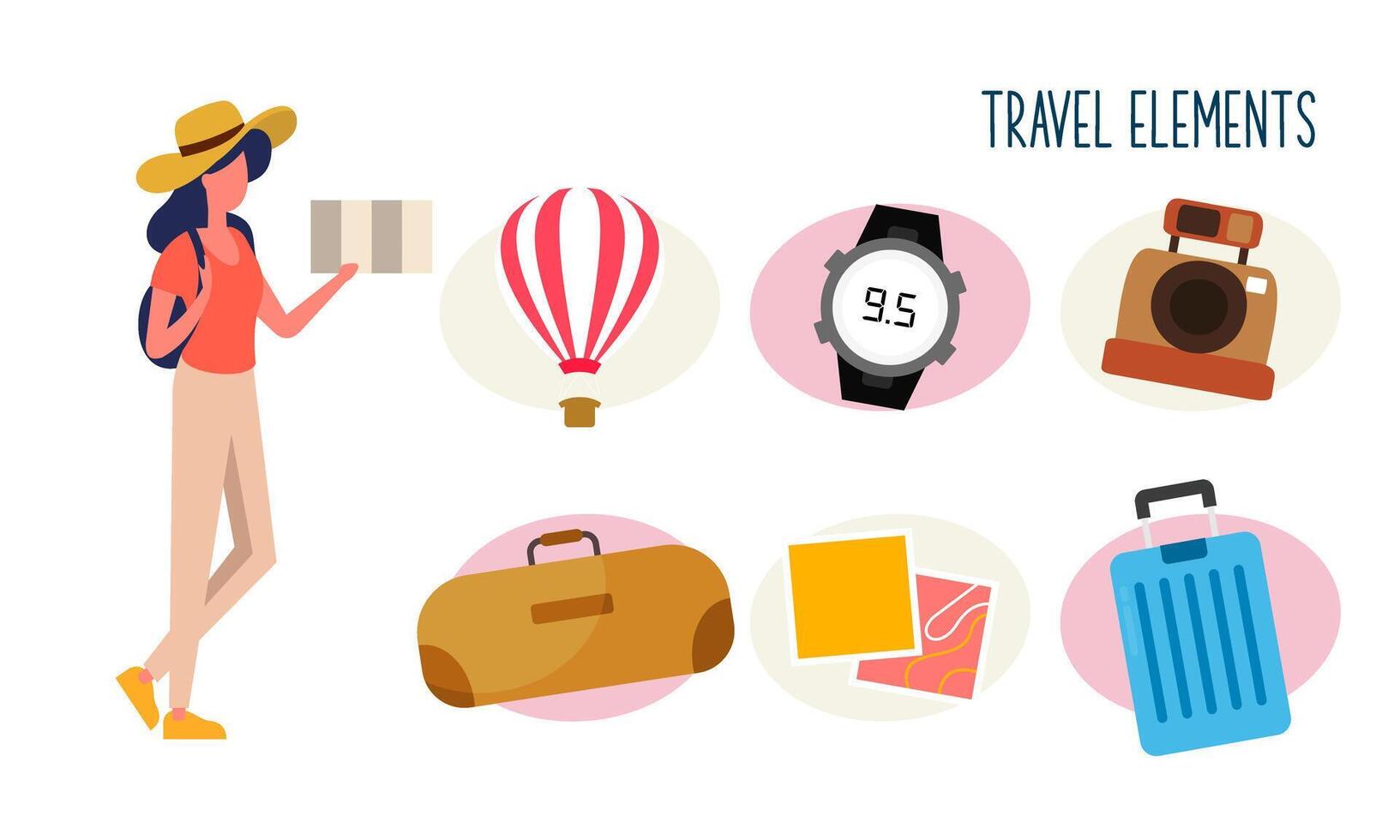 Travel elements logo collection vector