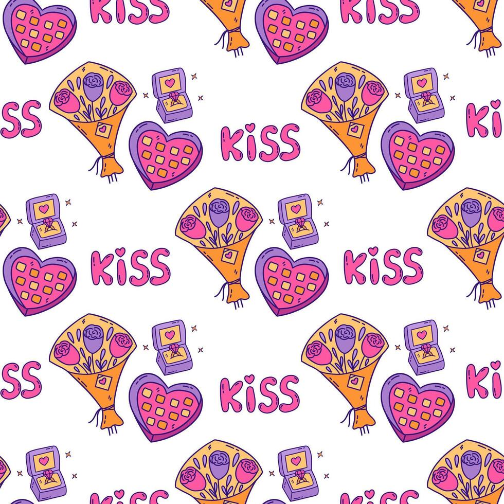 Seamless pattern with elements for recognition or proposal. Vector