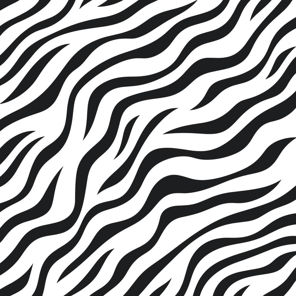 Trendy zebra skin pattern background vector. Black and White Line Wave Abstract Background. vector