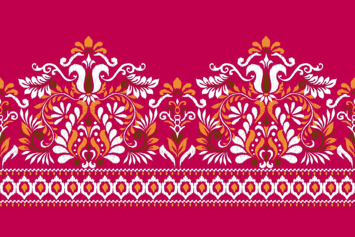 Ikat floral pattern traditional on Persian background vector illustration.Ikat ethnic oriental embroidery,Aztec style,abstract background.design for texture,fabric,clothing,wrapping,decoration,sarong.