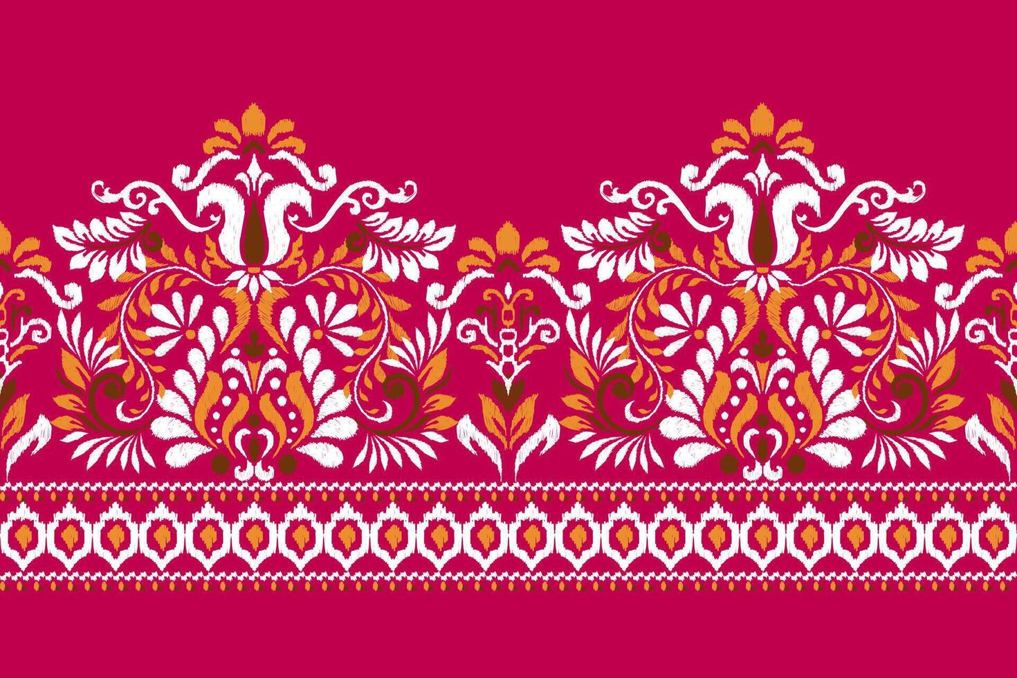 Ikat floral pattern traditional on Persian background vector illustration.Ikat ethnic oriental embroidery,Aztec style,abstract background.design for texture,fabric,clothing,wrapping,decoration,sarong.