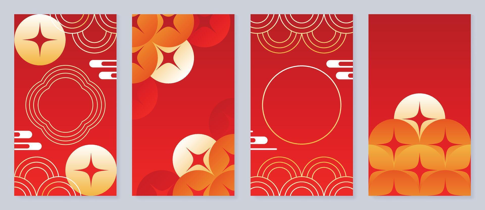 Chinese New Year cover background vector. Luxury background design with chinese pattern, sparkle, wind, cloud. Modern oriental illustration for cover, banner, website, social media. vector