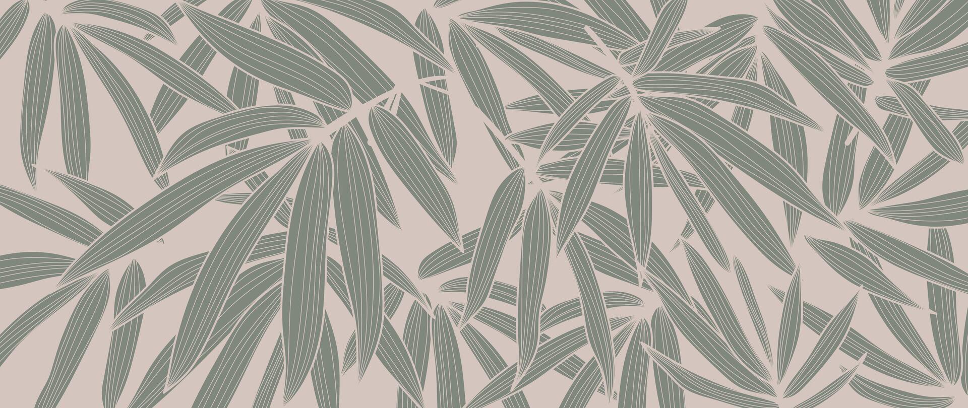 resumen follaje botánico antecedentes vector. beige fondo de pantalla de tropical plantas, hoja sucursales, palma hojas, línea Arte. follaje diseño para bandera, huellas dactilares, decoración, pared arte, decoración. vector