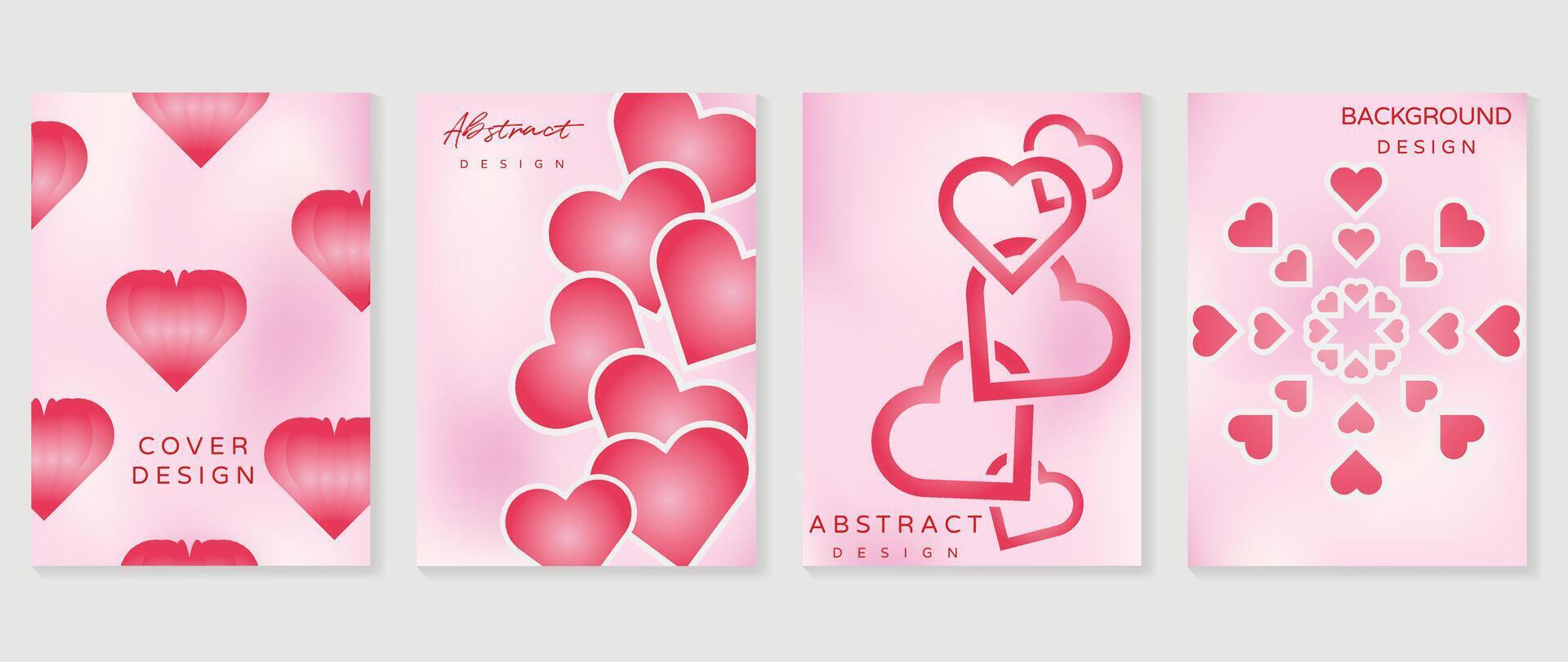 contento San Valentín día amor cubrir vector colocar. romántico símbolo póster Decorar con de moda degradado corazón pastel vistoso antecedentes. diseño para saludo tarjeta, moda, comercial, bandera, invitación.