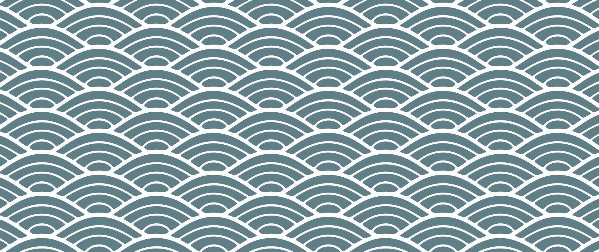 Japanese gray wave background vector. Wallpaper design with gray and white ocean wave pattern backdrop. Modern luxury oriental illustration for cover, banner, website, decor, border. vector