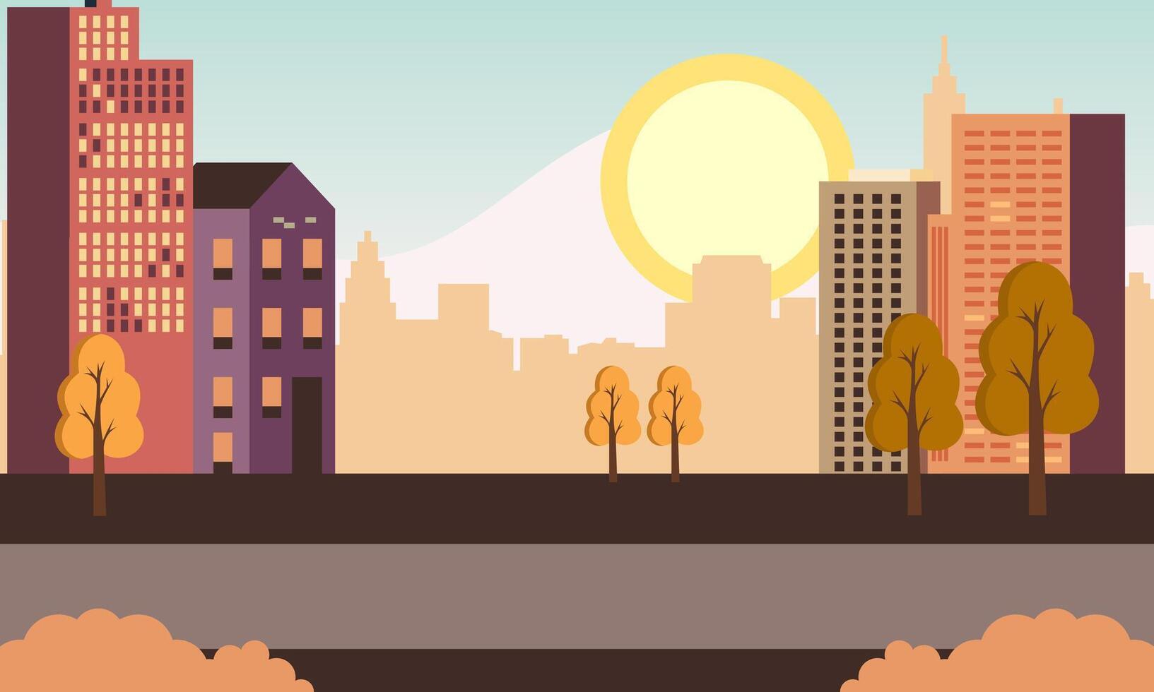 City street of the autumn city illustration vector