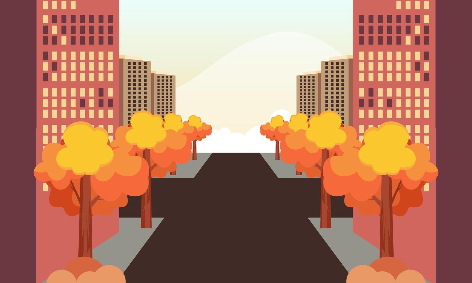 City street of the autumn city illustration vector