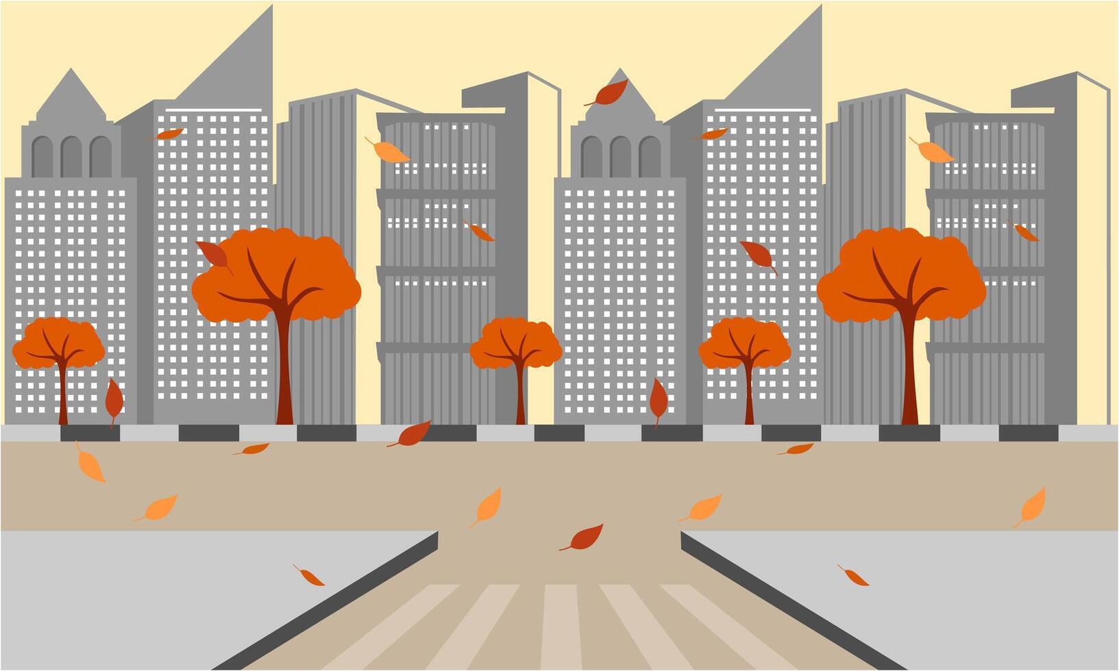 City street of the autumn city illustration vector